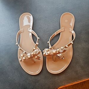 Flip Flops with Faux Pearl Detail